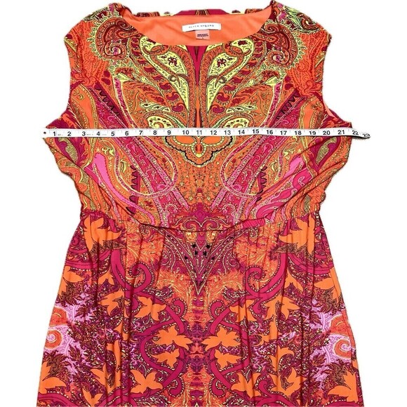 Peter Nygard Women’s Dress Large Multicolored Retro Print Sleeveless Fairy - Picture 3 of 8